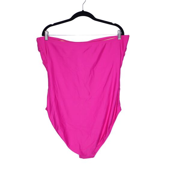J. CREW NEW Gemma Ruched Bandeau One-Piece Swimsuit Radiant Fuchsia Women's 20 - Picture 3 of 14